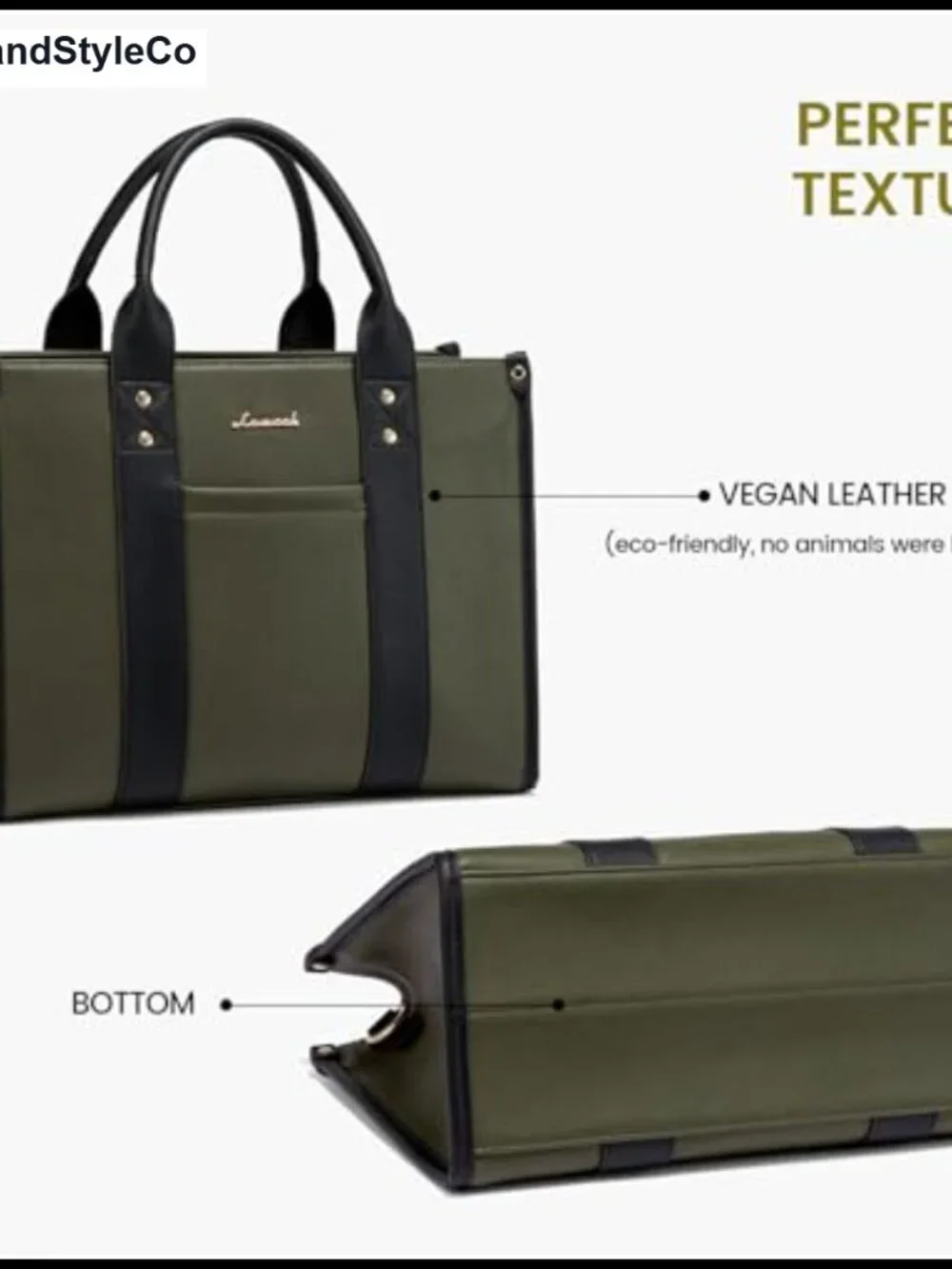 Faux Leather Satchel Tote Bag with Zipper Adjustable Strap Fits 13
